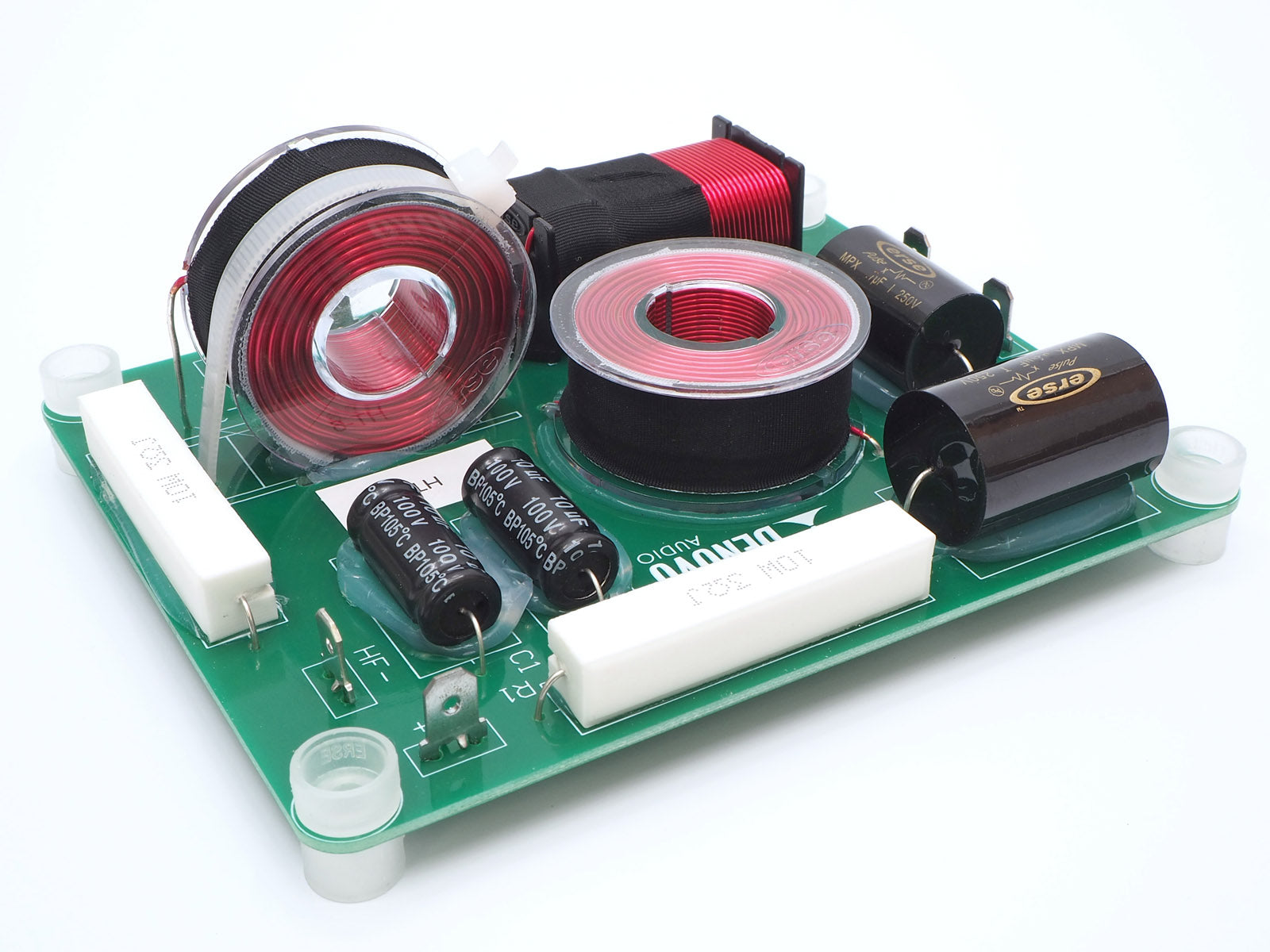 Assembled crossover for the HT-6 speaker kit used in home theater speakers.