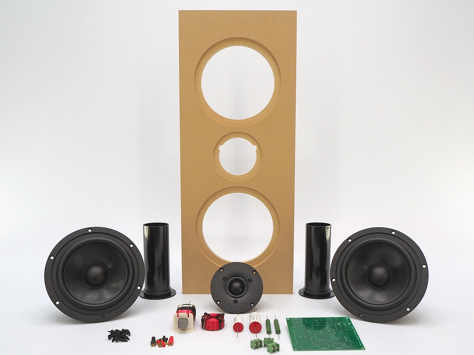 An 8 ohm high fidelity speaker kit with dual 7" woofers used for home audio and designed by Jeff Bagby.