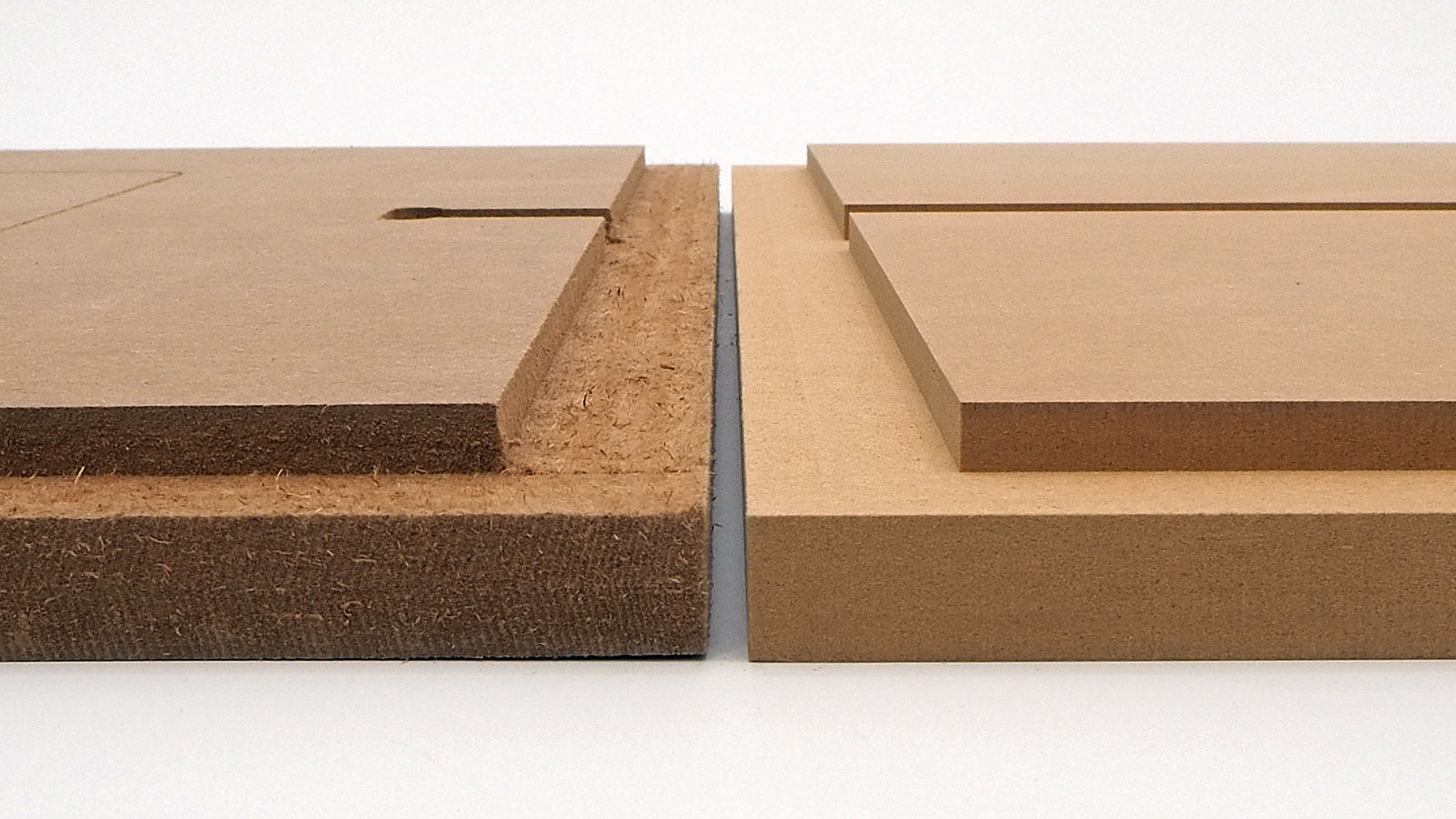 A side by side picture showing that Denovo Audio flat pack quality is better.