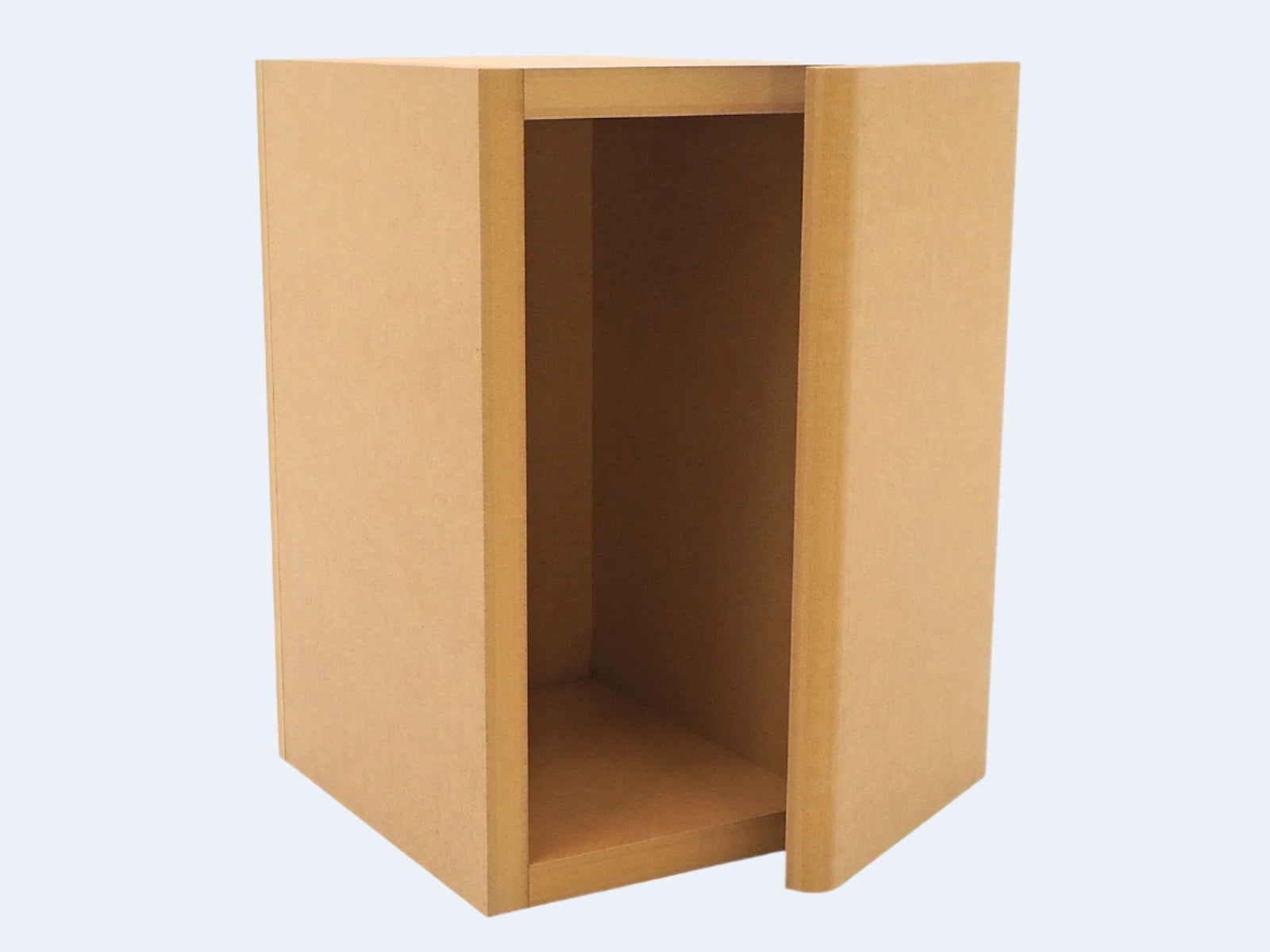 A small .10 cubic foot flat pack speaker cabinet made from Carb2-compliant MDF.