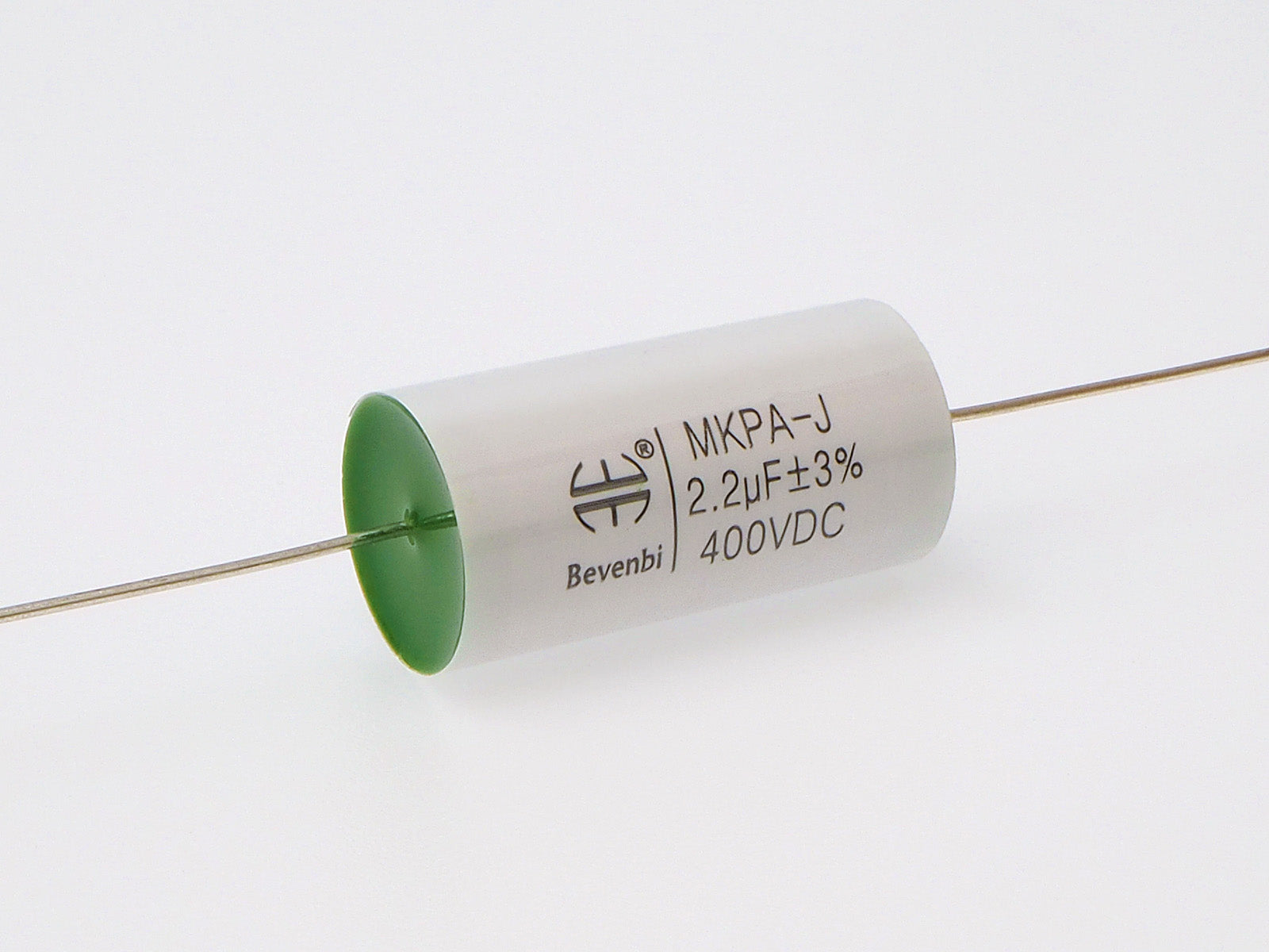 A Bevenbi 2.2uF  MKPA-J capacitor 400VDC on a clean white background.