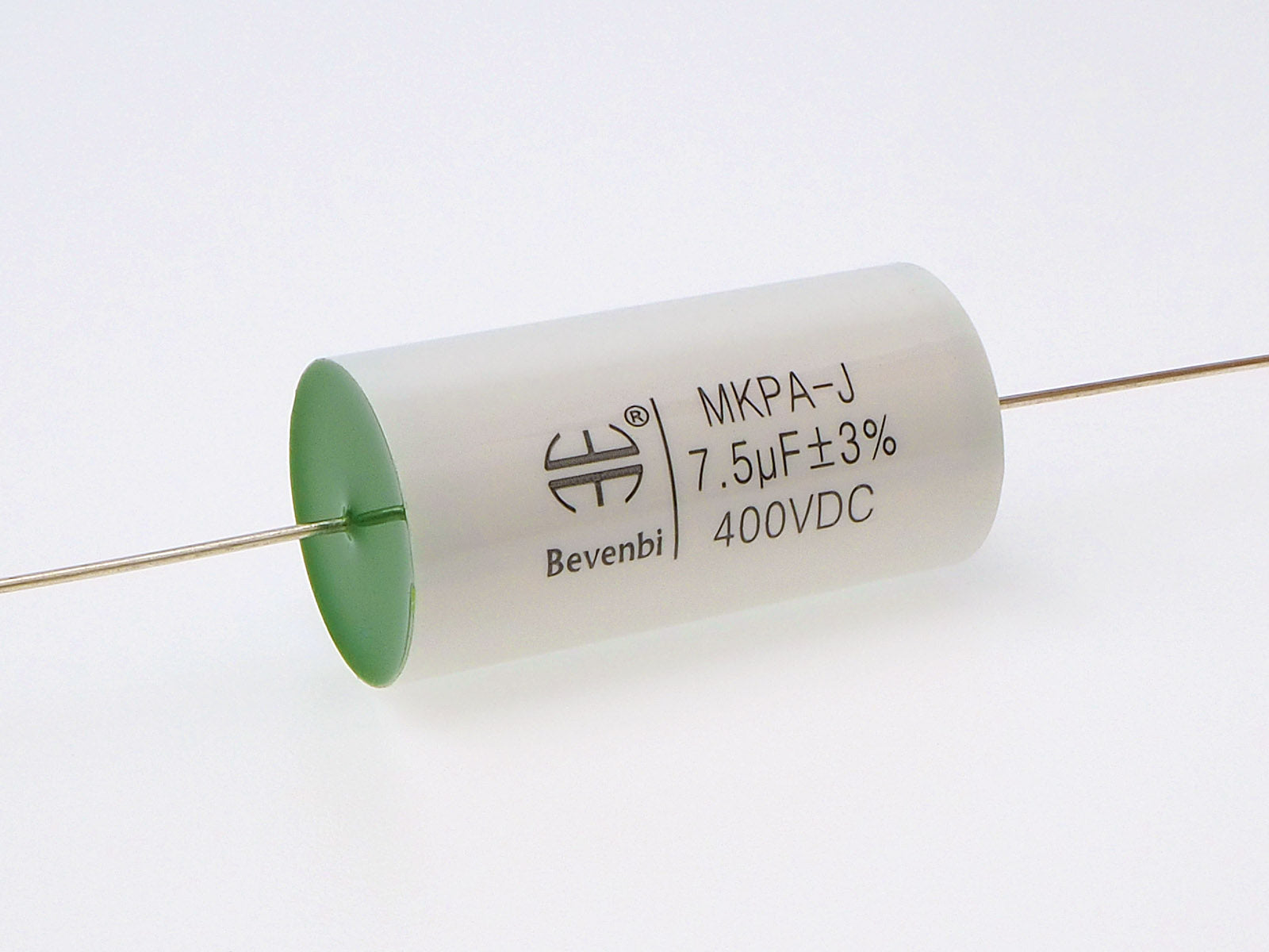 A 7.5uF high end capacitor made by Bevenbi for speaker crossover networks.