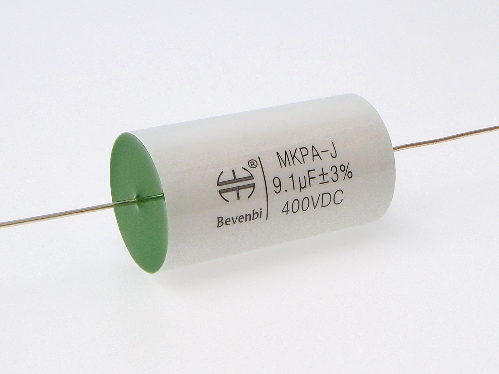A Bevenbi 9.1uF capacitor with a 3% tolerance.